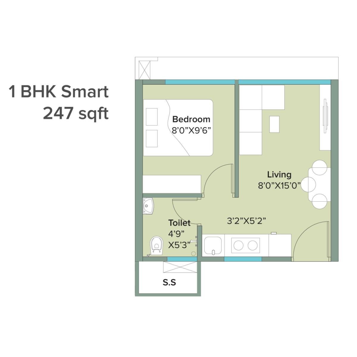 Marathon-NeoHomes-Narmada-Floor-Plan-1-BHK-Smart-247-Sqft