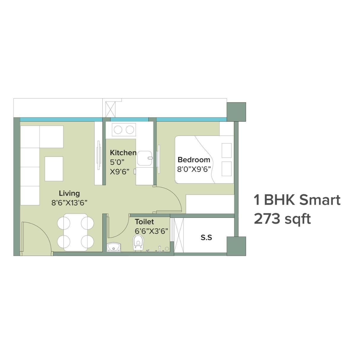 Marathon-NeoHomes-Narmada-Floor-Plan-1-BHK-Smart-273-Sqft