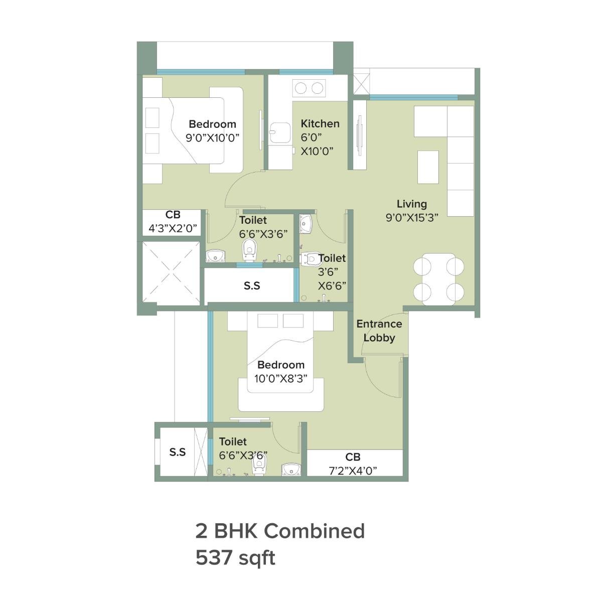 Marathon-NeoHomes-Narmada-Floor-Plan-2-BHK-Combined-537-Sqft